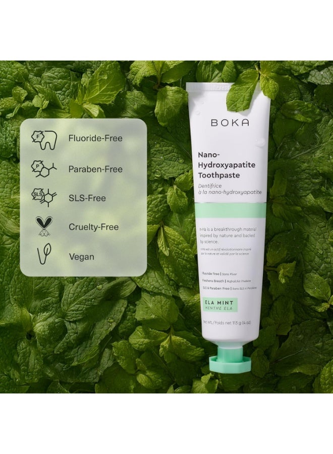 Boka Fluoride Free Nano Hydroxyapatite Toothpaste - Adult & Kids - Appropriate for Sensitive Teeth - No Sulfates & Parabens - Natural Flavors & Vegan - Mild Ela Mint (113g) 1pk - Image 2